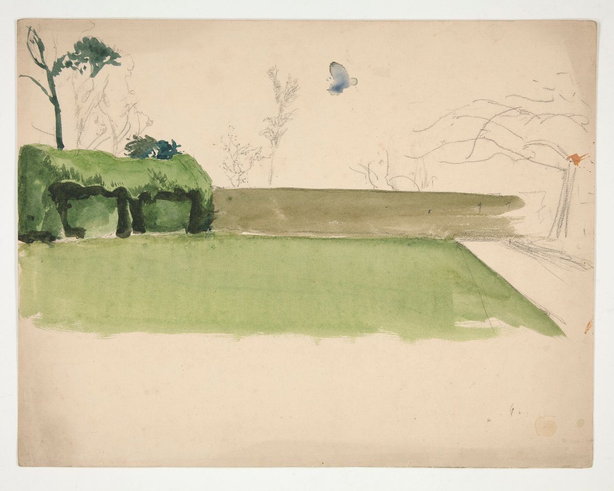 Studie van een omheinde tuin door Edwin Austin Abbey