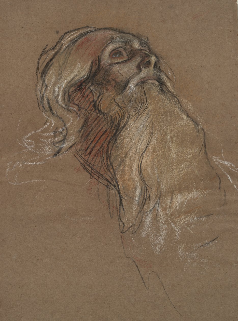 Studie van het hoofd van Koning Amfortas door Edwin Austin Abbey