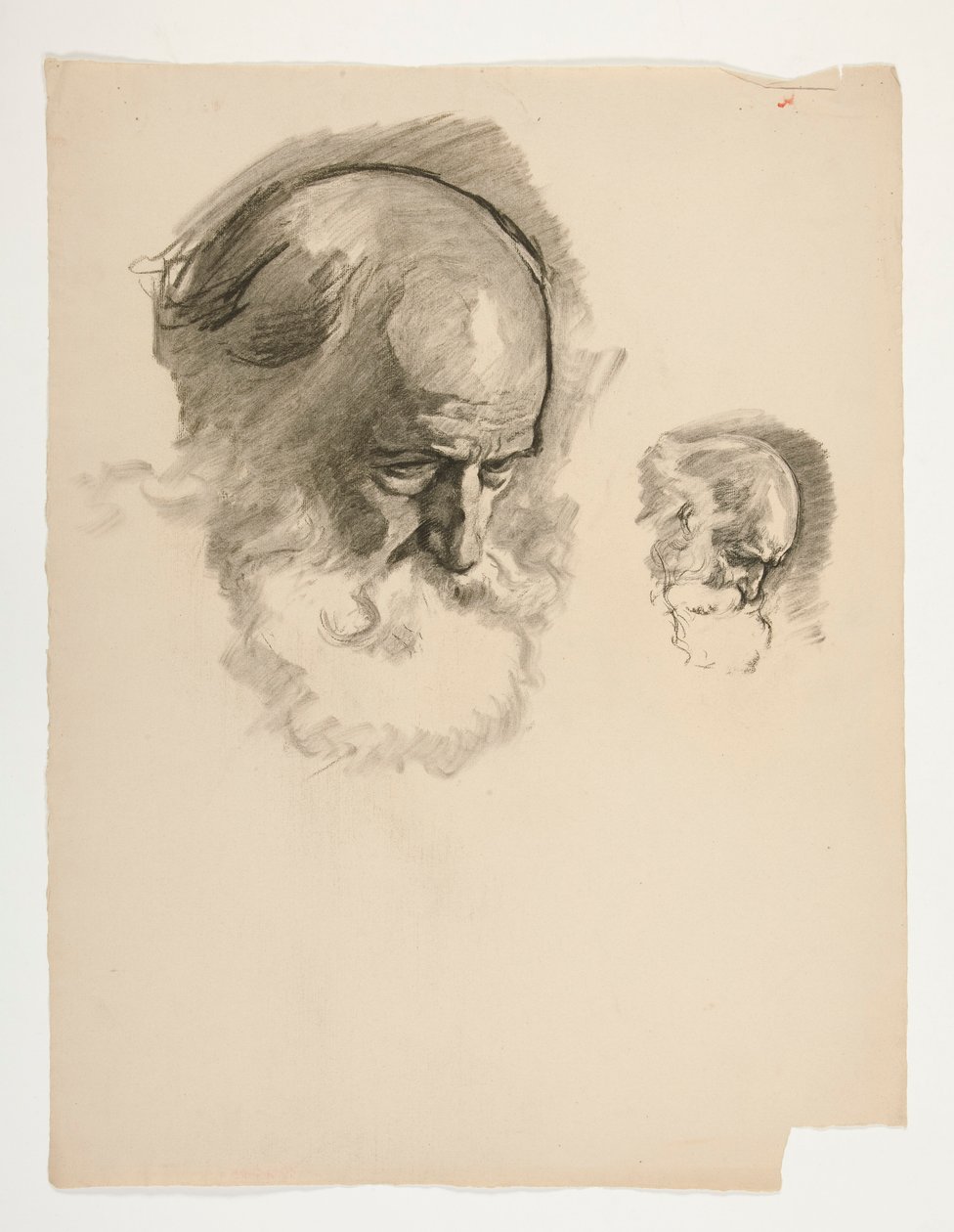 Studie van het hoofd van een oude bebaarde man, voor Koning Arthur door Edwin Austin Abbey