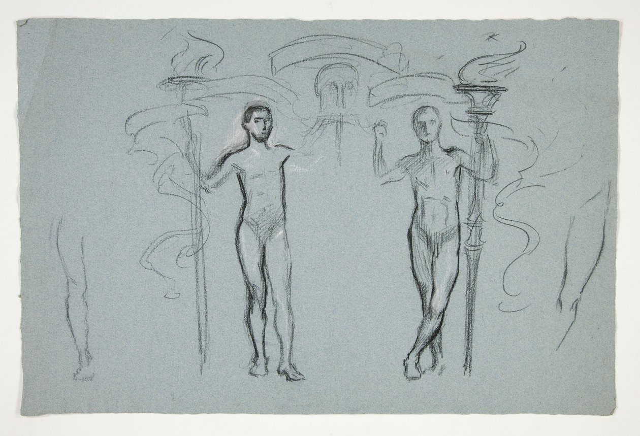 Studie van twee vlamdragers door Edwin Austin Abbey