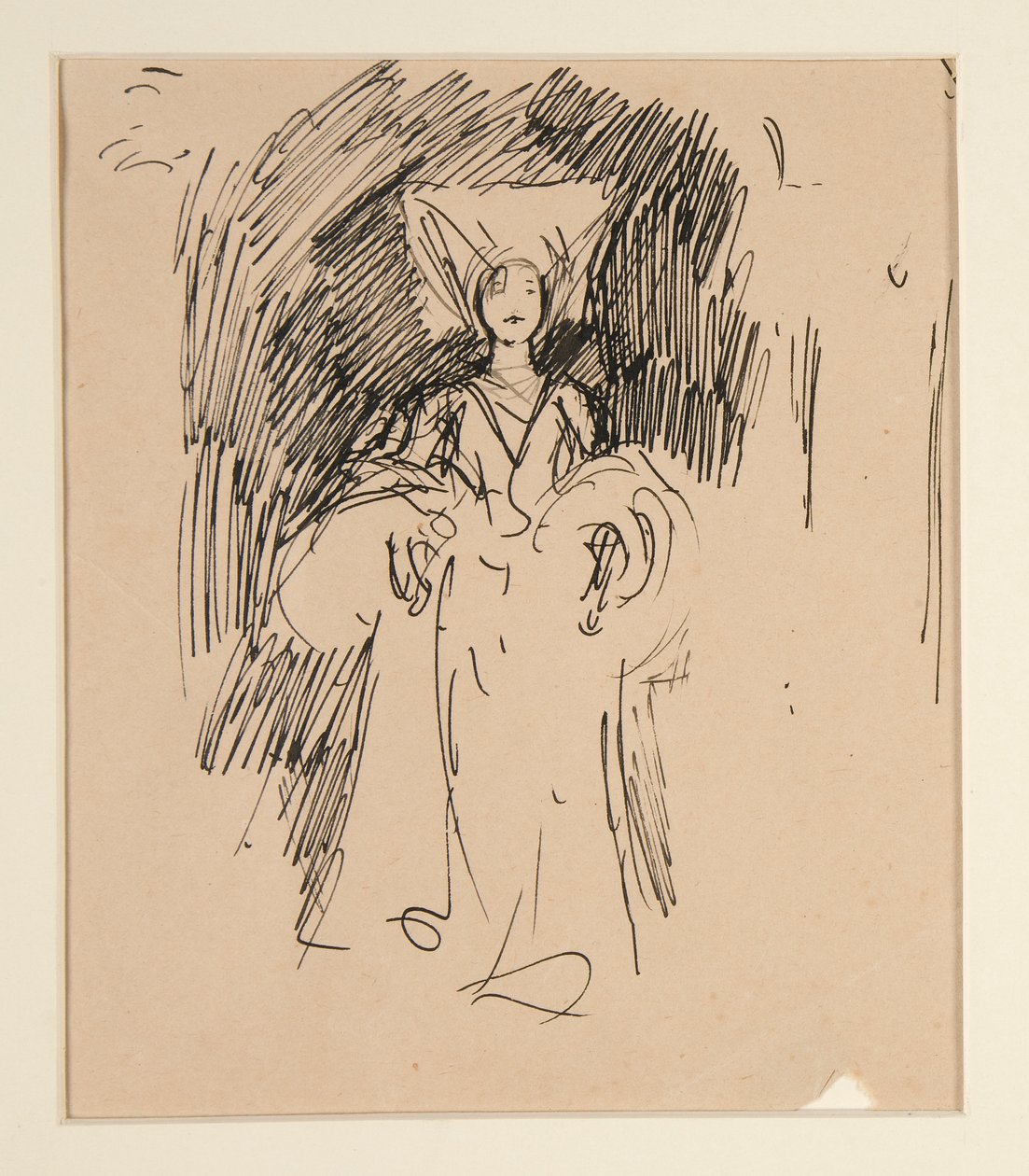Studie van vrouw in middeleeuws kostuum door Edwin Austin Abbey