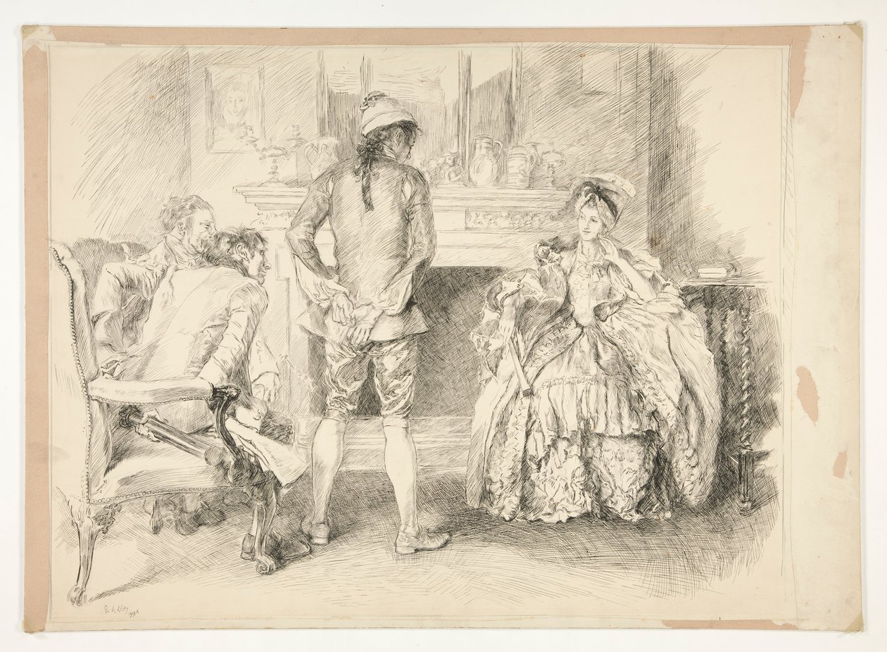De Goedaardige Man. Miss Richland en de Gerechtsdeurwaarder door Edwin Austin Abbey