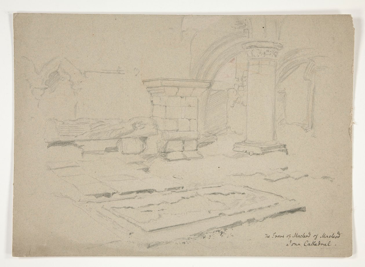 Het graf van MacLeod van MacLeod: Iona-kathedraal door Edwin Austin Abbey