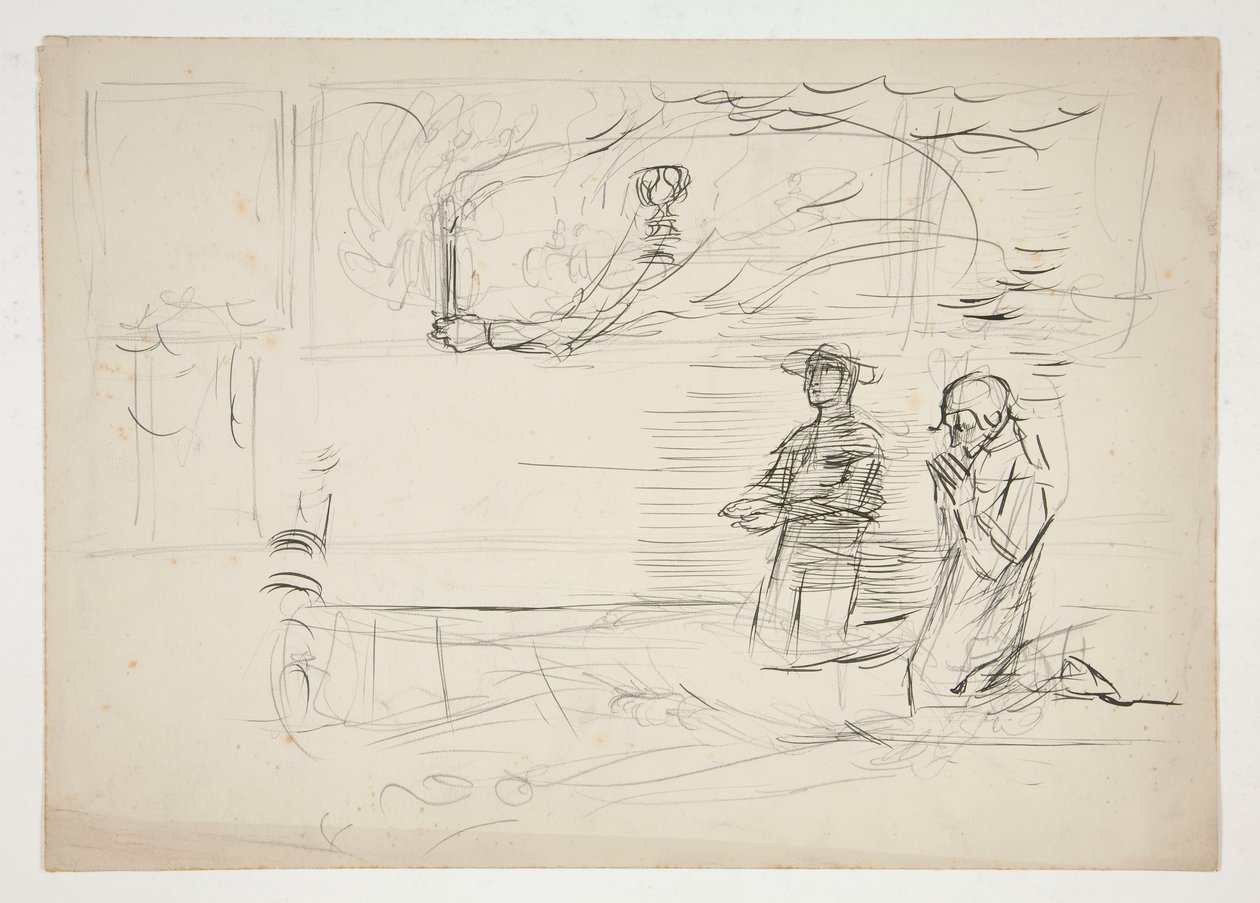 Twee figuren die bidden: studie voor door Edwin Austin Abbey