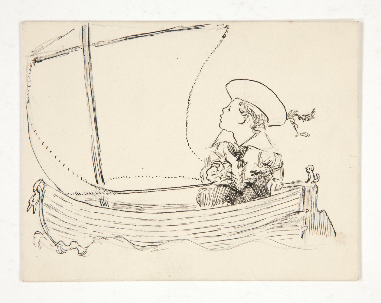 Ongeïdentificeerde illustratie [Jongen in een kleine boot] door Edwin Austin Abbey