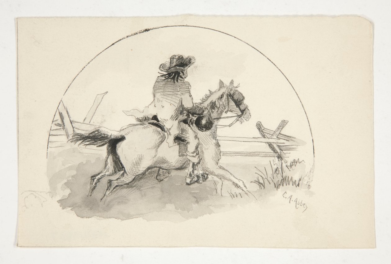 Ongeïdentificeerde illustratie [Man te paard] door Edwin Austin Abbey