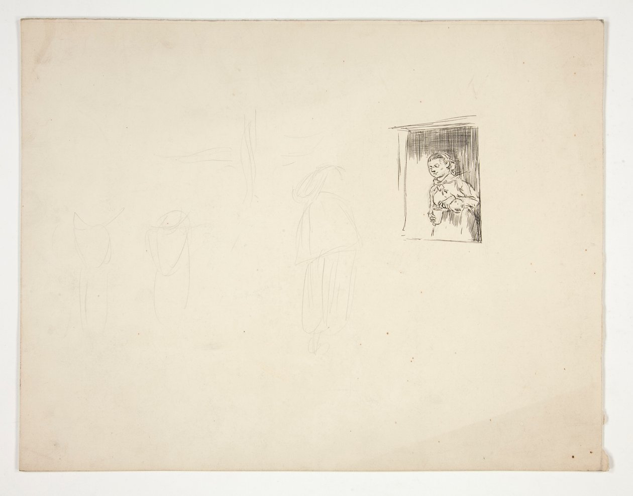 Vrouw bij raam - niet-geïdentificeerde illustratie door Edwin Austin Abbey