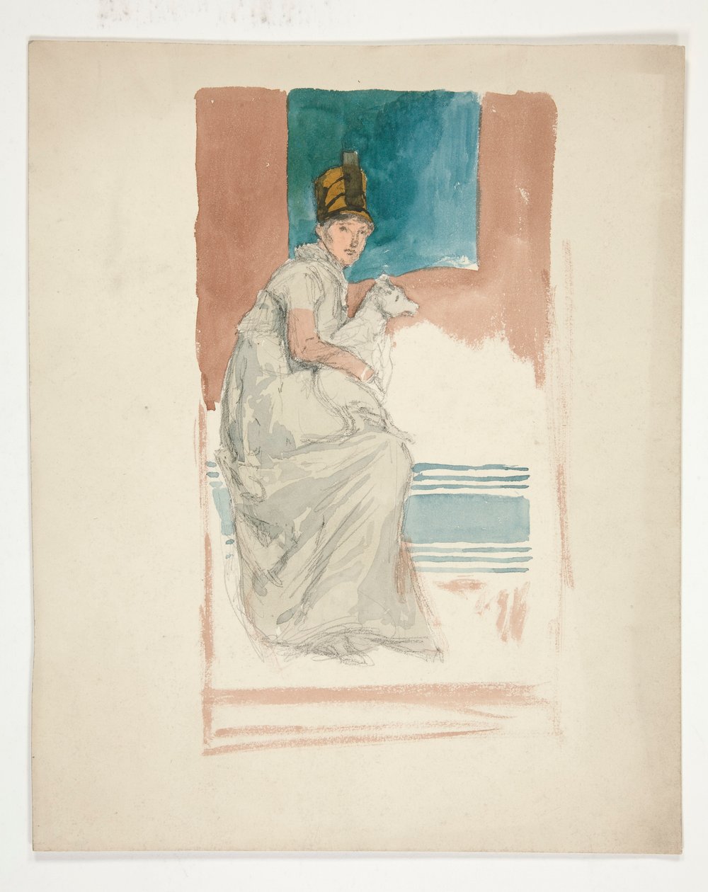 Vrouw met een schoothondje door Edwin Austin Abbey