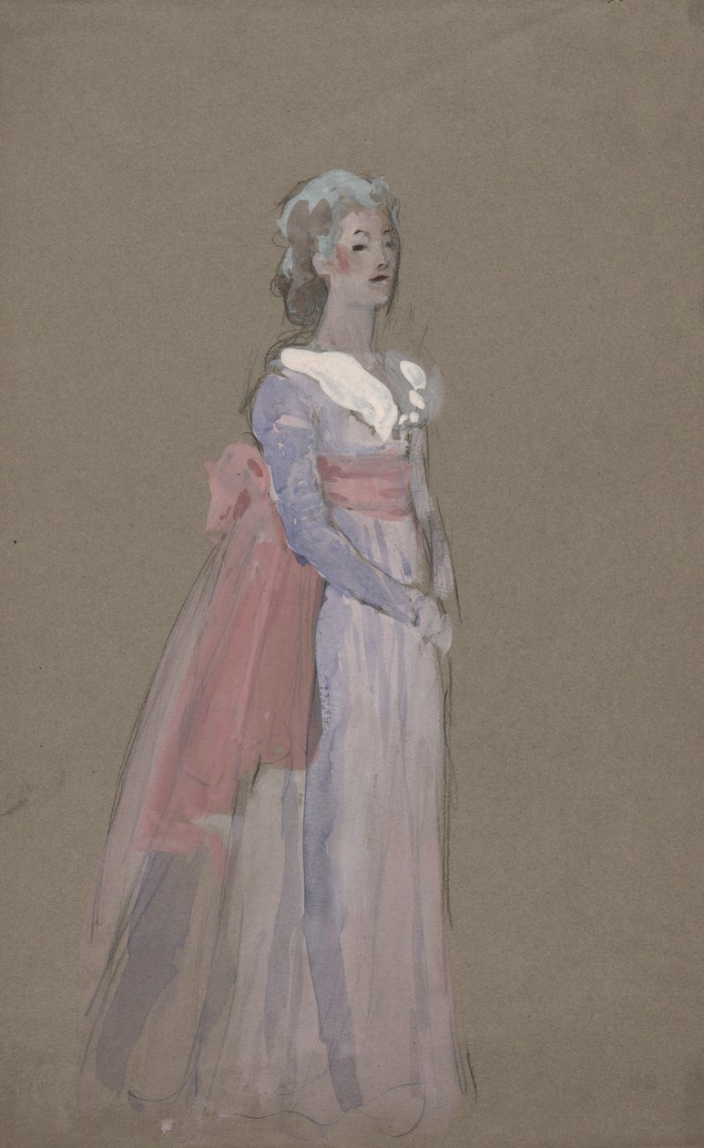 Vrouw in Empire-jurk - kostuumstudie voor La Tosca door Edwin Austin Abbey
