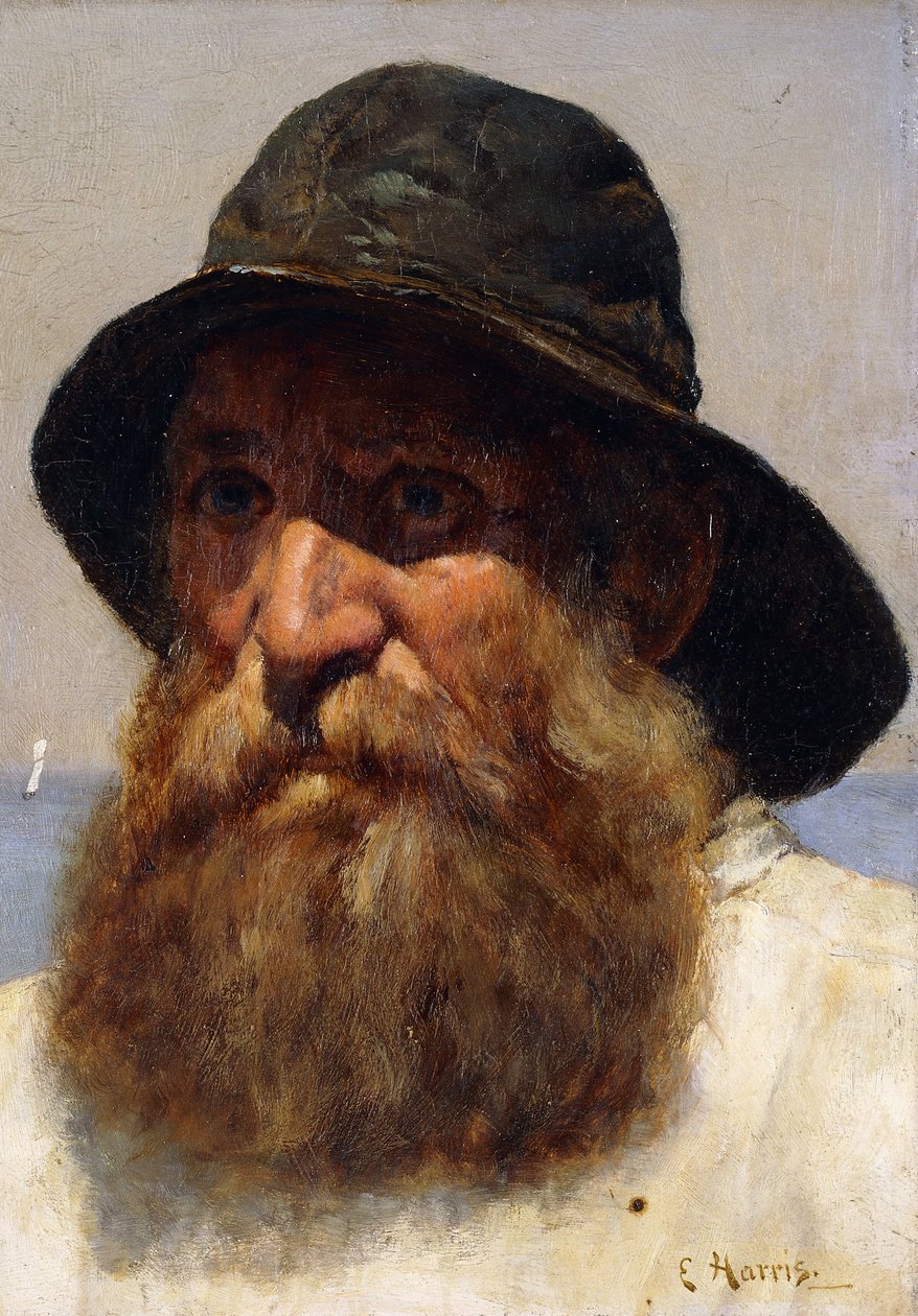 Portret van een visser, circa 1895 door Edwin Harris