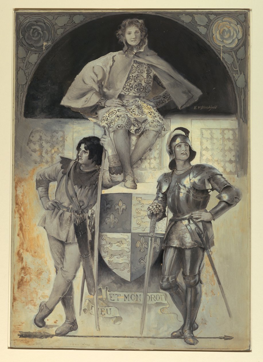 Pages en Ridders, Frontispice voor "De Man in Wapenrusting" door Edwin Howland Blashfield