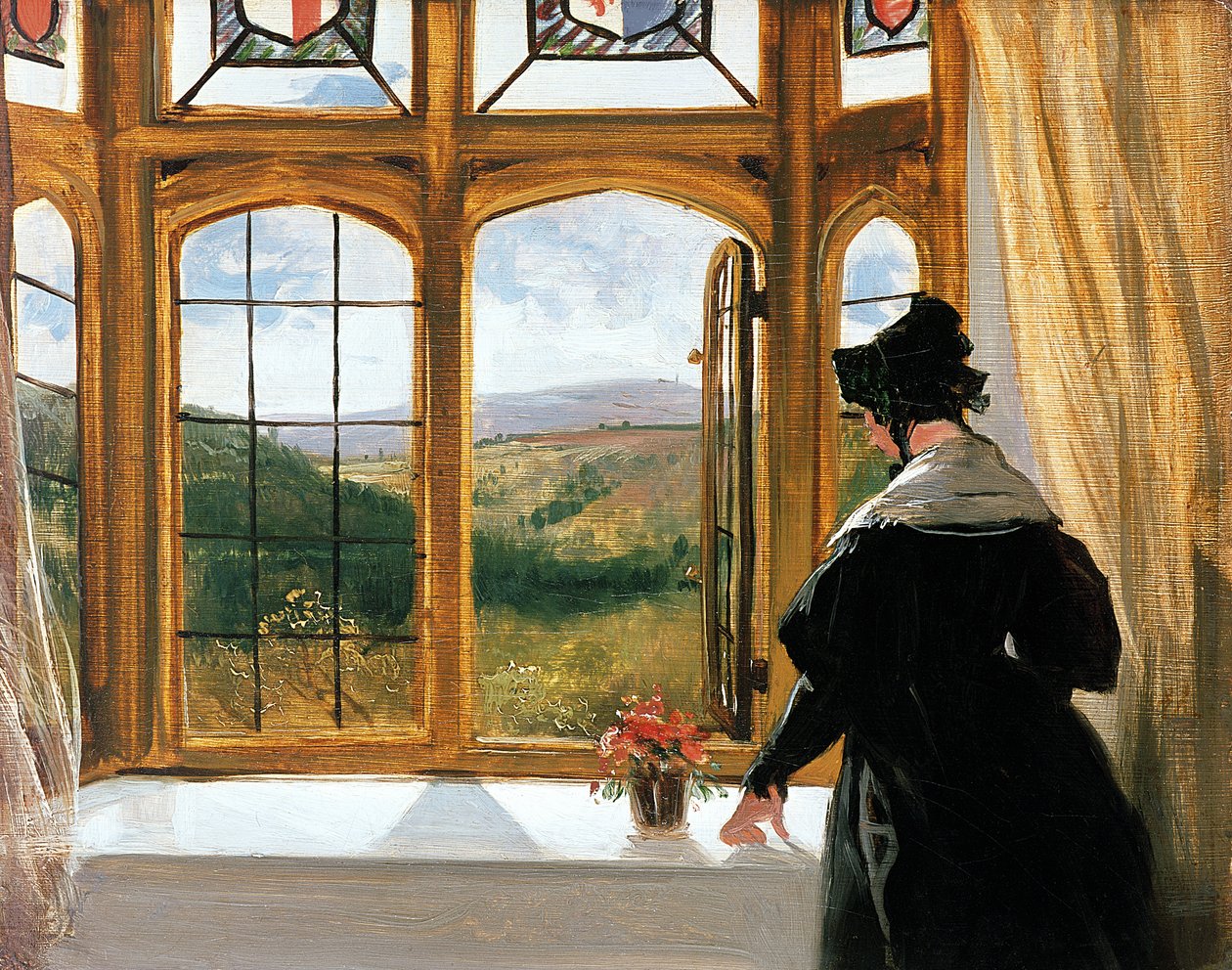 Hertogin van Abercorn kijkt uit het raam door Edwin Landseer