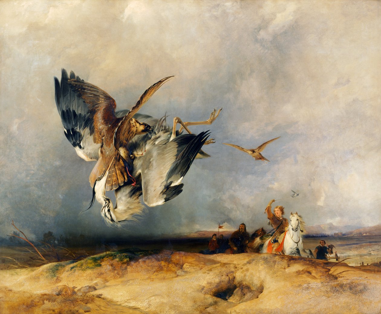 Valkenjacht in vroegere tijden door Edwin Landseer