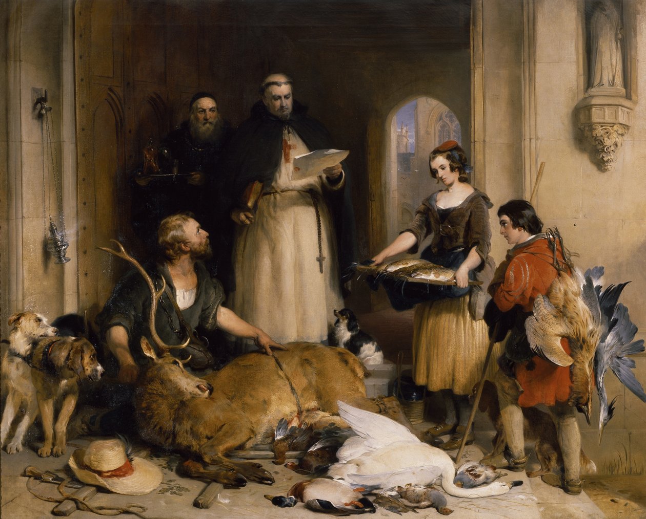 Scène in de oude tijd bij Bolton Abbey, c.1834 door Edwin Landseer