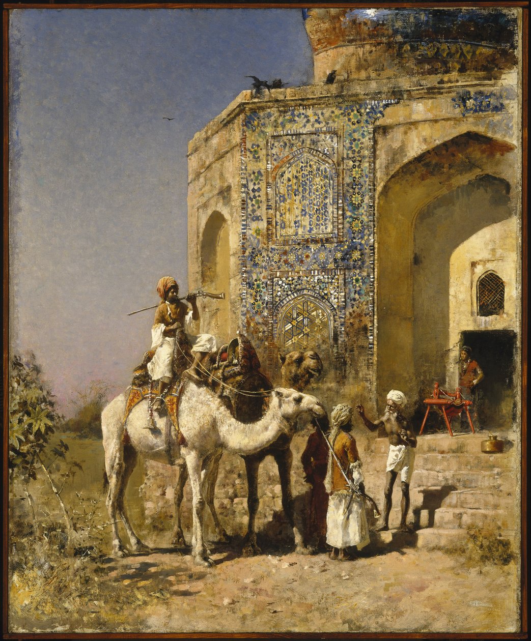 De oude blauw betegelde moskee buiten Delhi, India door Edwin Lord Weeks