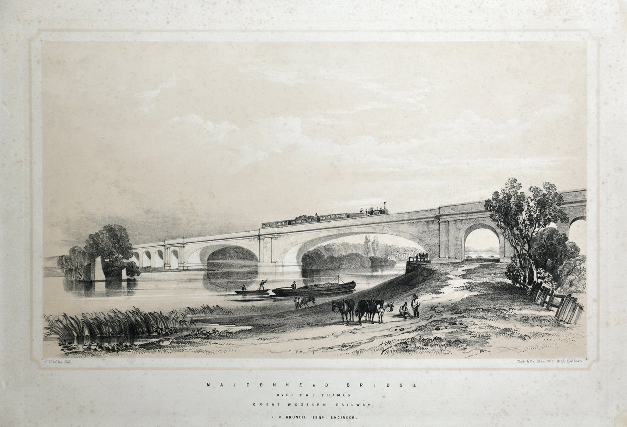 Maidenhead-brug over de Theems, Great Western Railway door Edwin Thomas Dolby