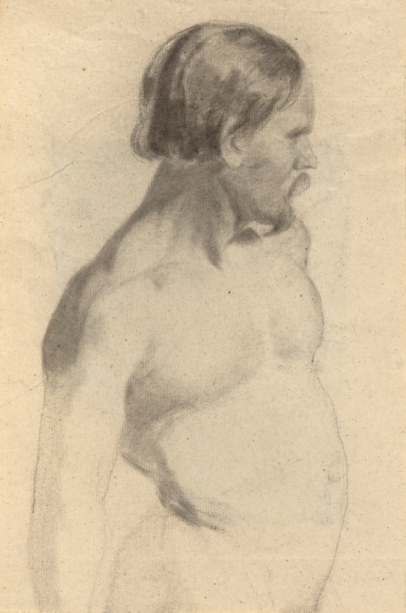 Mannelijke naakt (recto); Laarzen, schets voor De Ondertekening van het Compact van de Mayflower (verso) door Edwin White