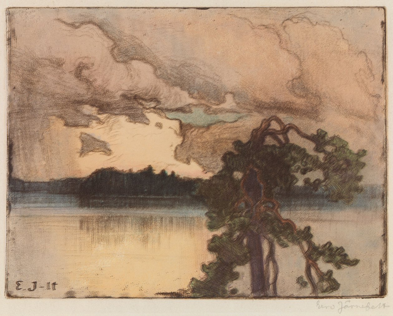 Meerlandschap bij zonsondergang door Eero Järnefelt