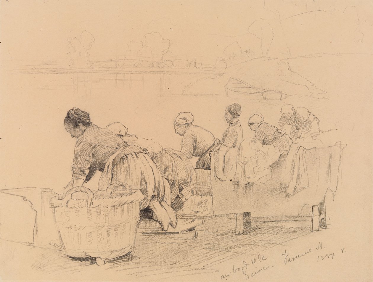 Wasvrouwen aan de Seine door Eero Järnefelt