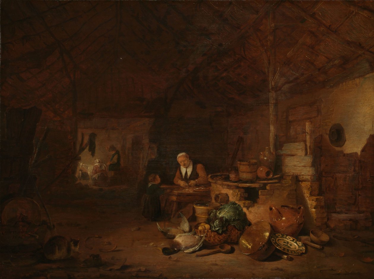 Interieur van een schuur door Egbert Lievensz. van der Poel