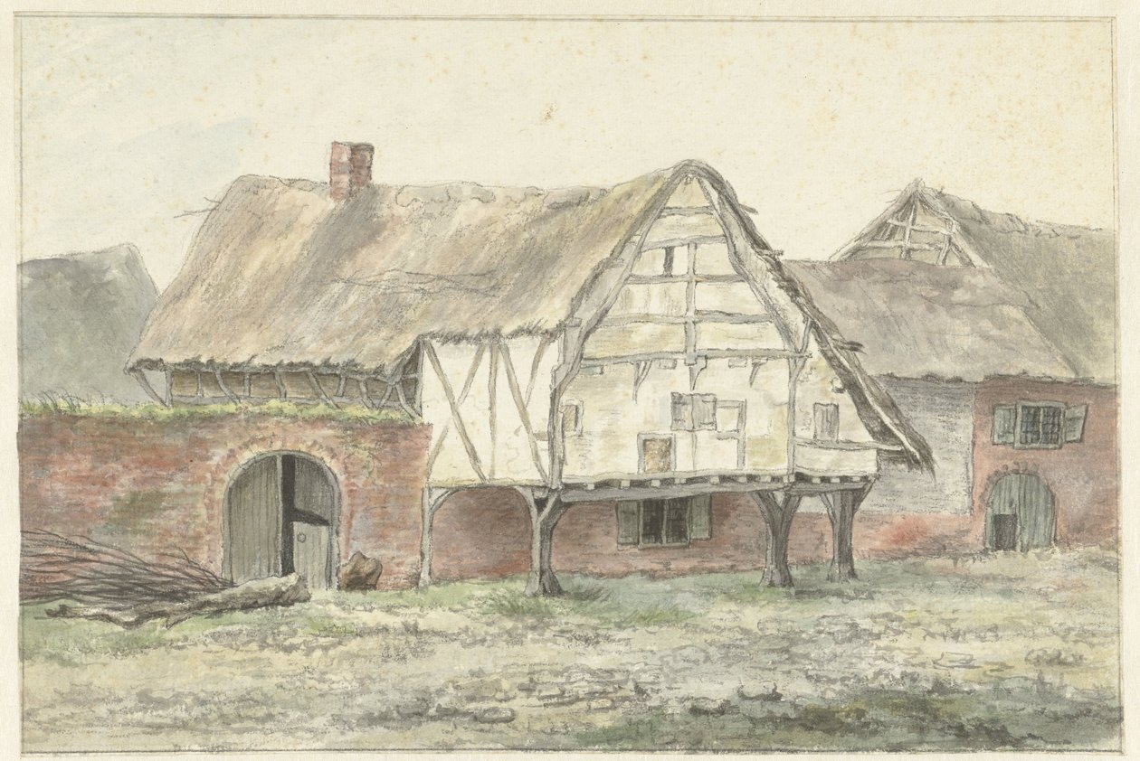Boerderij met een muur door Egbert van Drielst
