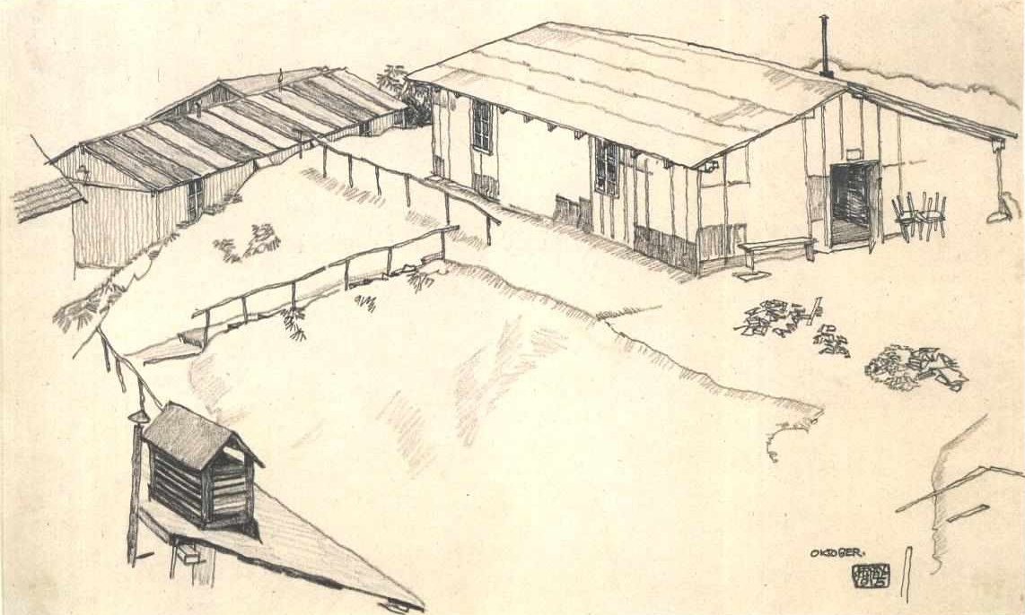 Huis met schuur door Egon Schiele