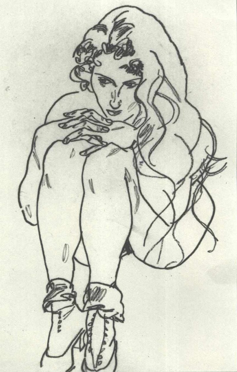 Hurkend vrouwelijk naakt door Egon Schiele