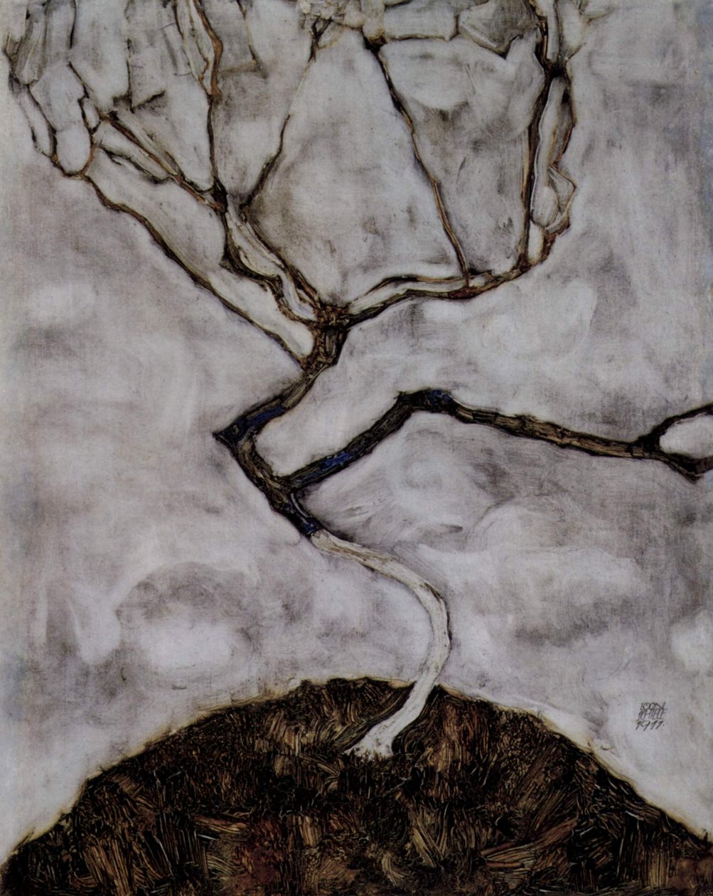 Kleine boom in de late herfst door Egon Schiele
