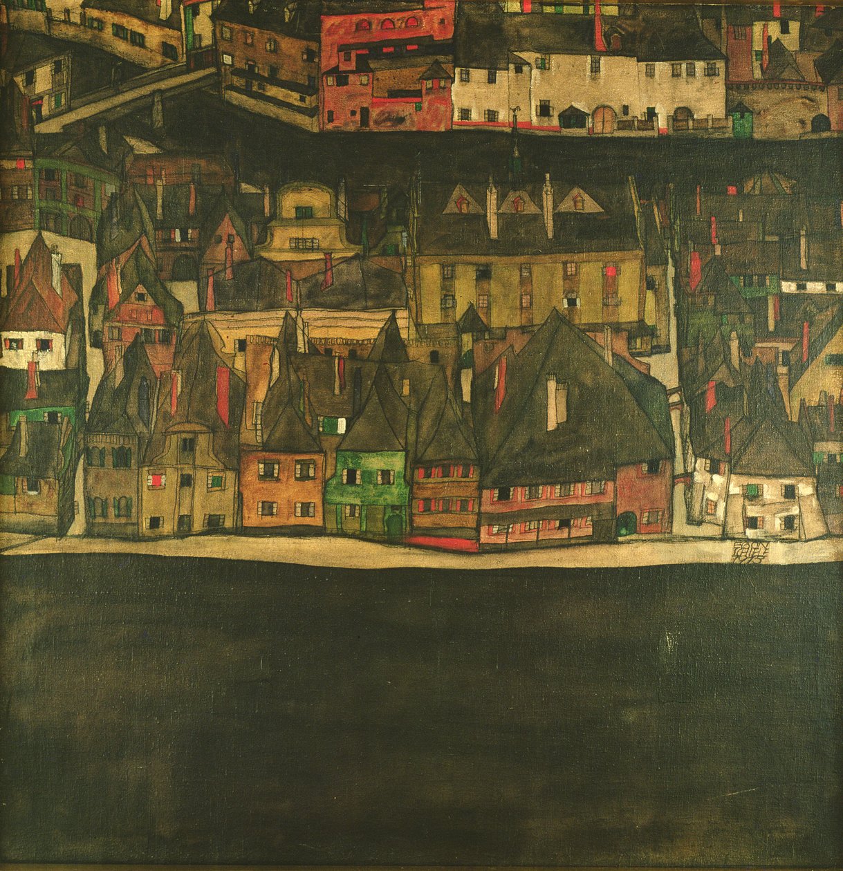 Krumau aan de Moldau, de kleine stad door Egon Schiele