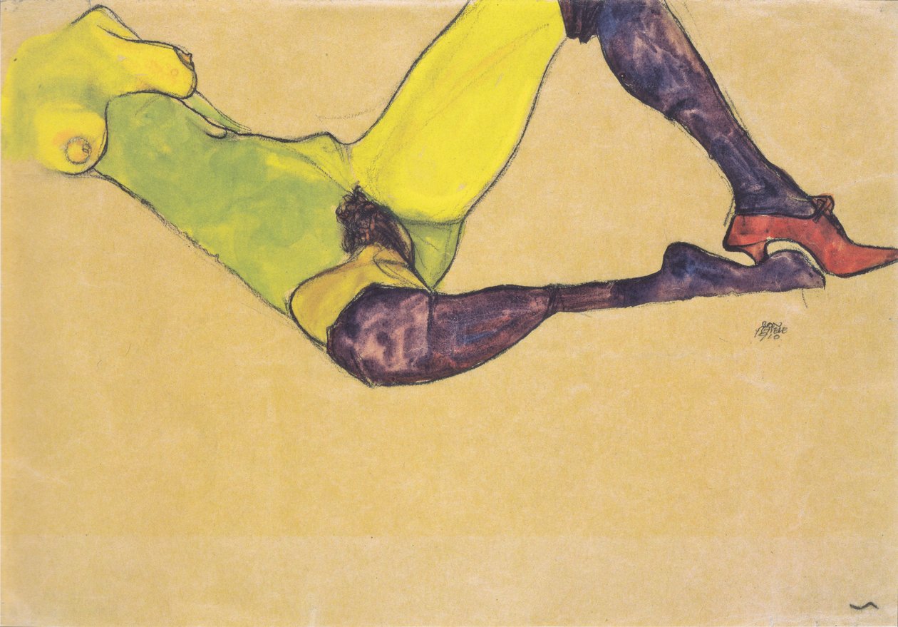 Liggende vrouwelijke naakt torso door Egon Schiele
