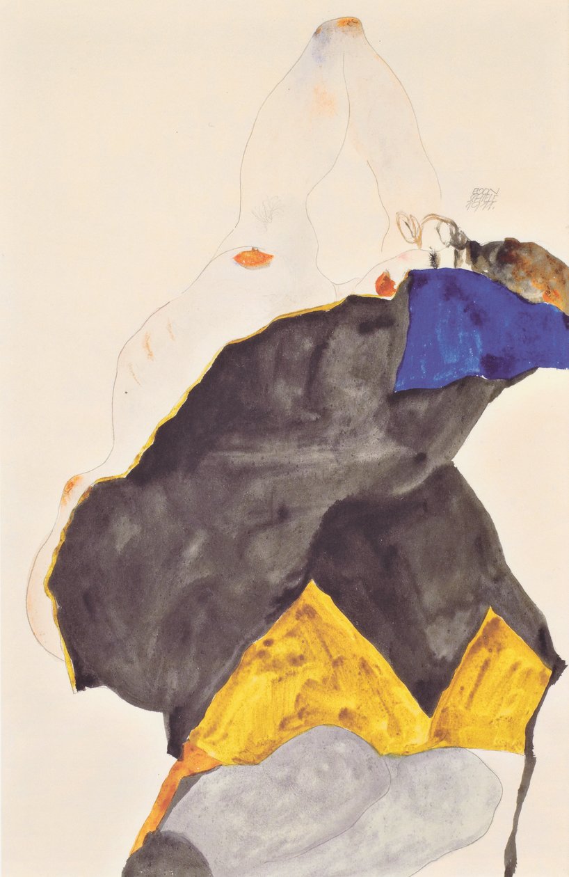Meisje met opgeheven ellebogen door Egon Schiele