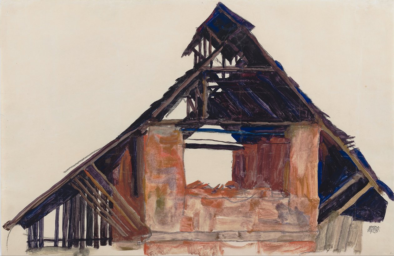 Oude gevel door Egon Schiele
