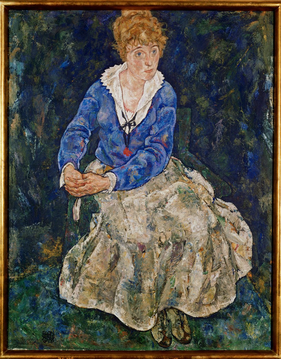 Portret van Edith Schiele, de vrouw van de kunstenaar, zittend door Egon Schiele
