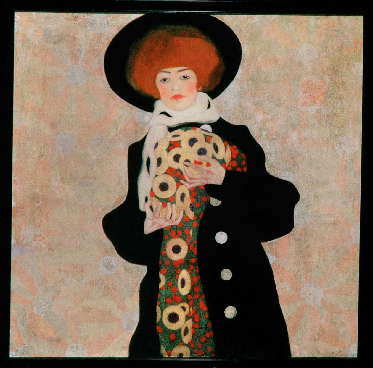 Bildnis einer Frau mit schwarzem Hut [Portret van een ... door Egon Schiele