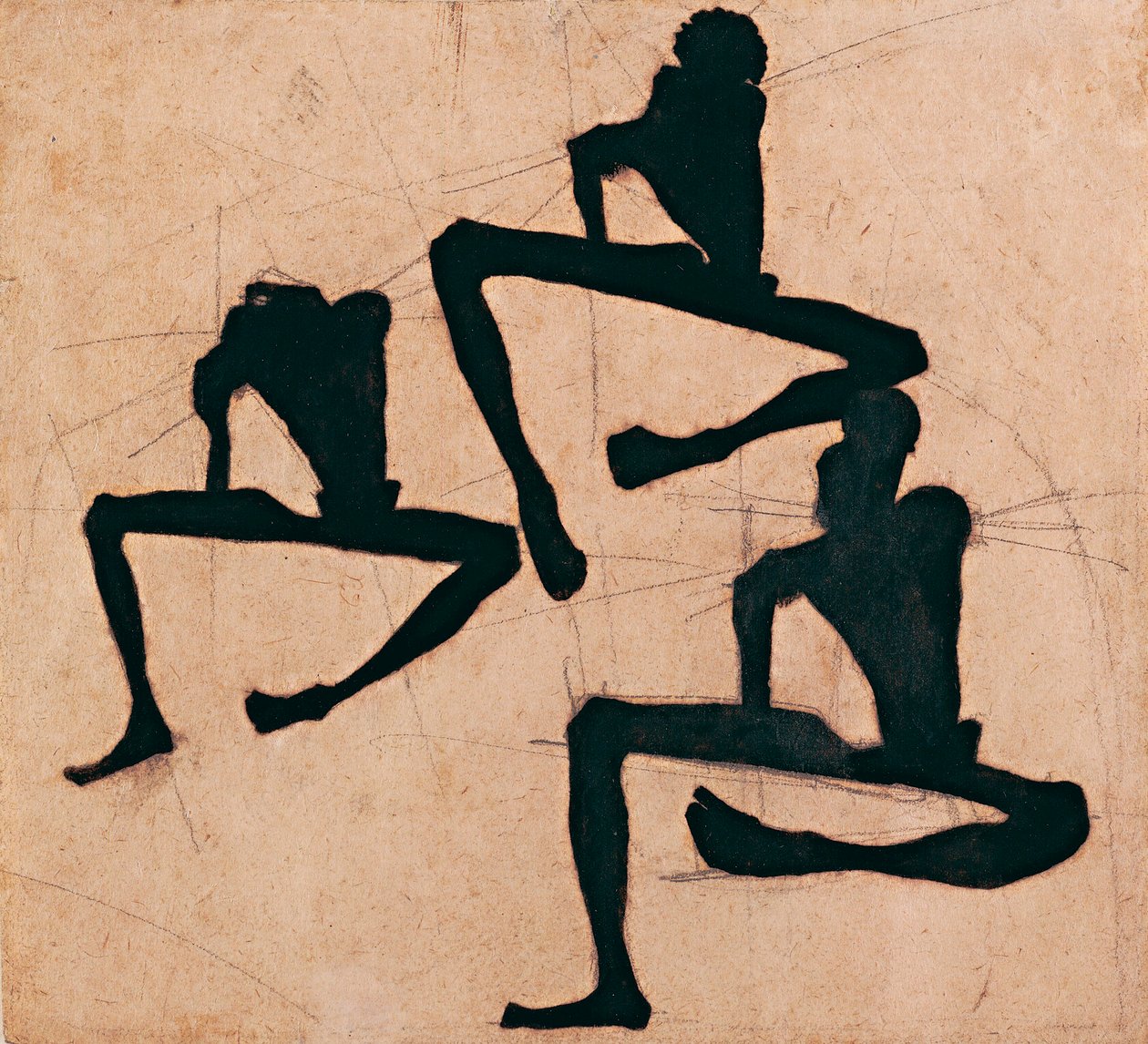 Compositie met drie mannelijke naakten door Egon Schiele