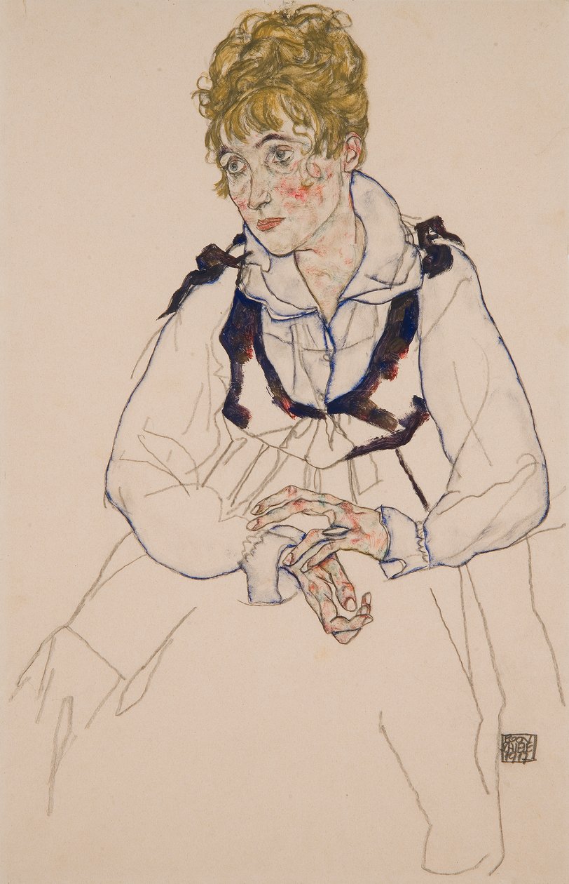 De vrouw van de kunstenaar, zittend door Egon Schiele