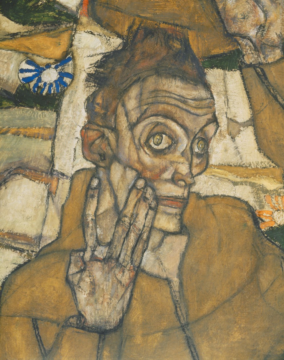 Entschwebung (Die Blinden III), De blinden ... (olieverf en aquarel op doek) door Egon Schiele