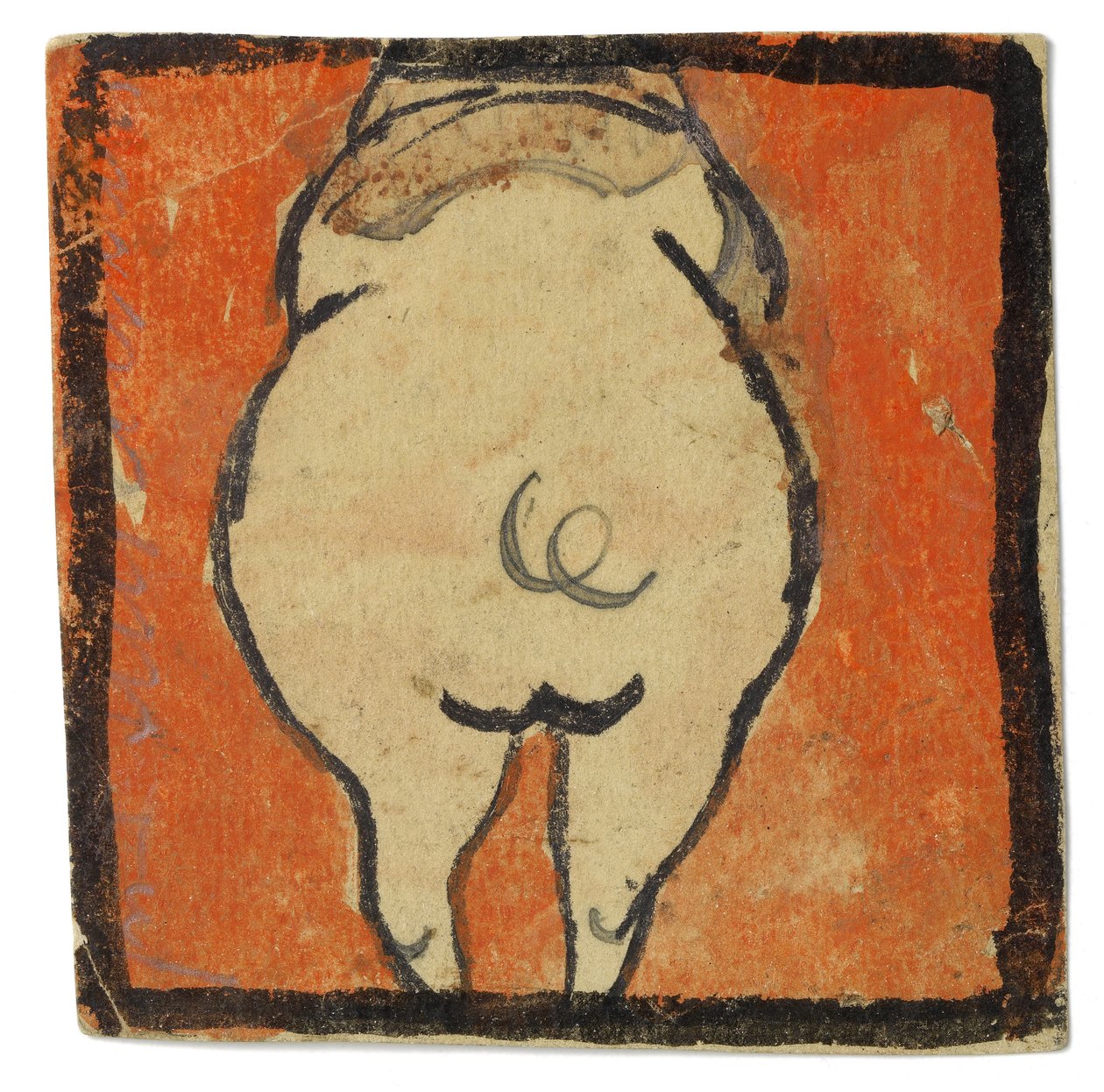 Entwurf für eine Wanddekoration im Atelier Wattmanngasse (Schwein von hinten?) door Egon Schiele