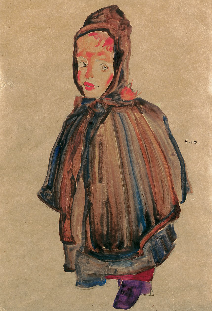 Meisje met kap, 1910 door Egon Schiele