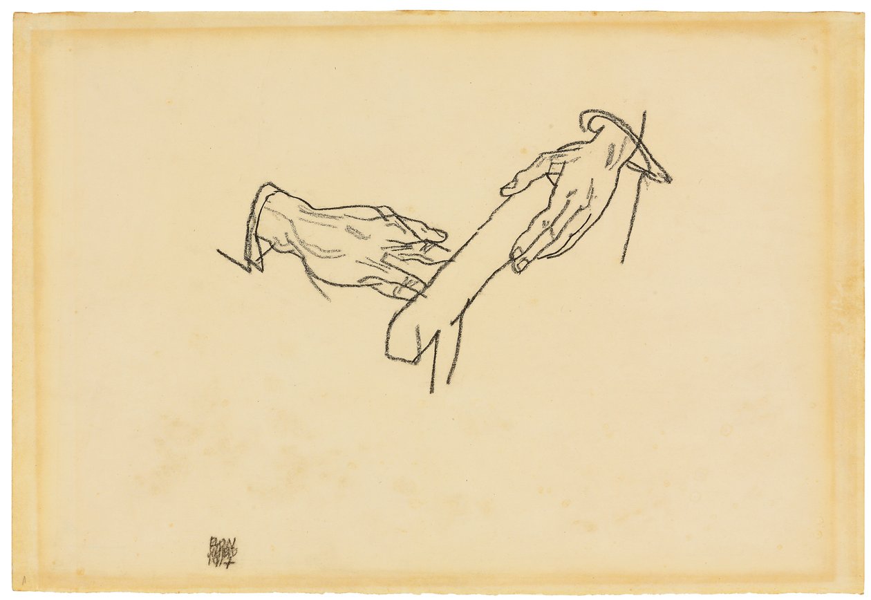 Handstudie, Dr. Viktor Ritter von Bauer, 1917 door Egon Schiele