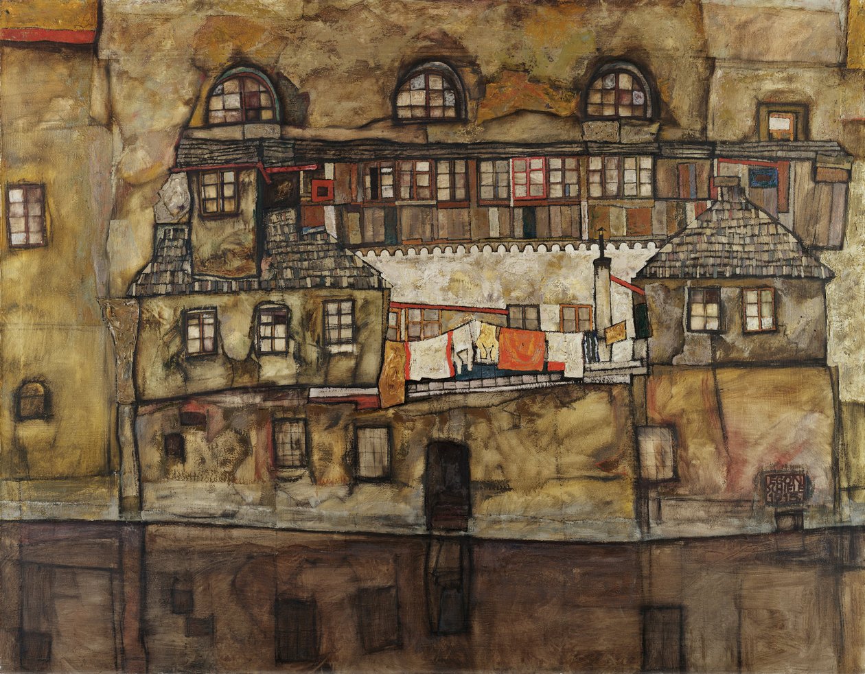 Huisgevel aan de rivier door Egon Schiele