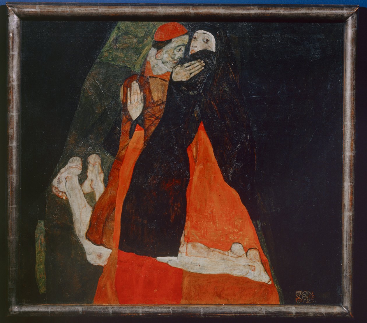 Kardinal und Nonne, Kardinaal en non ... (olieverf op doek) door Egon Schiele