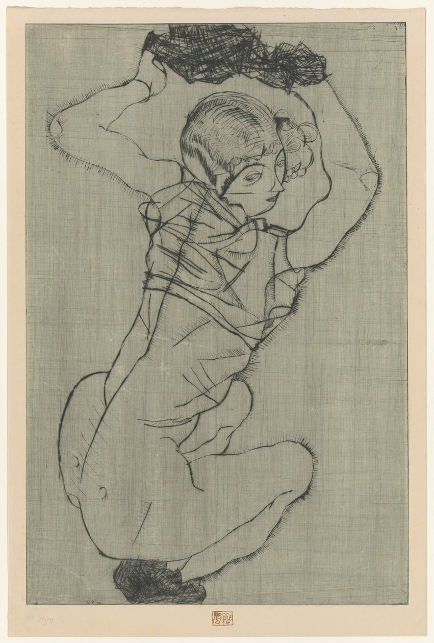 Hurkende door Egon Schiele