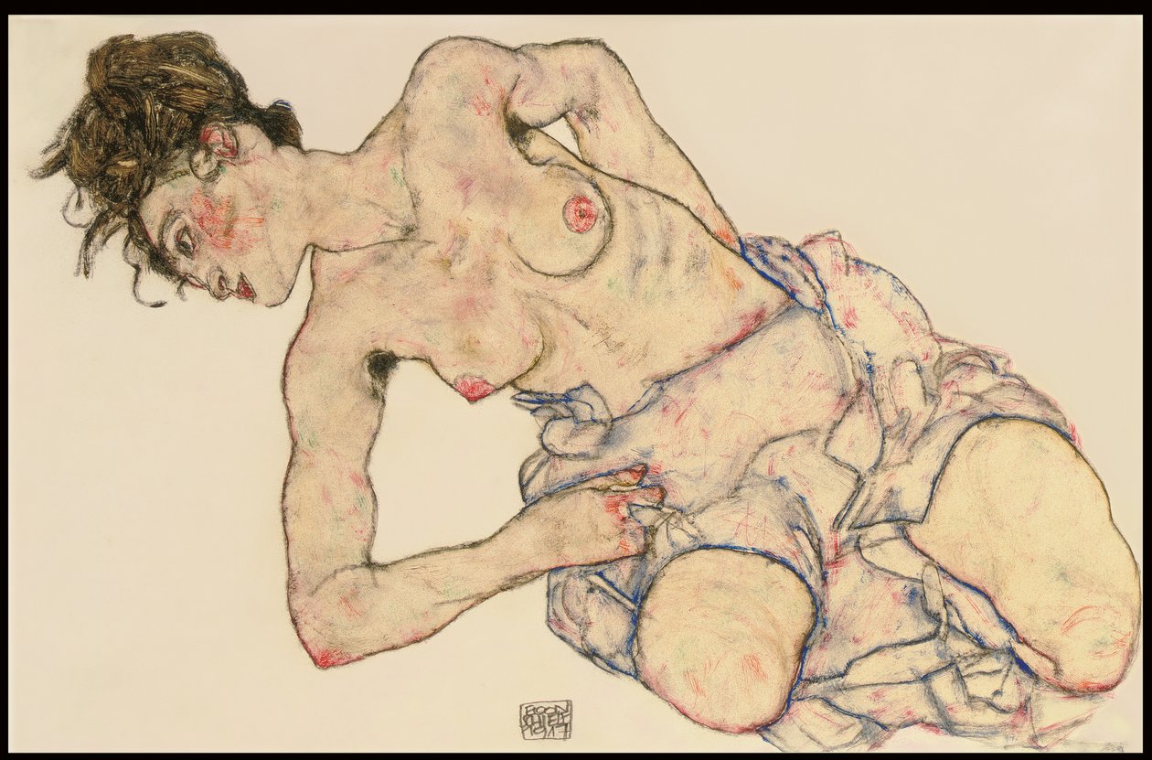 Kleider Weiblicher Halbakt door Egon Schiele