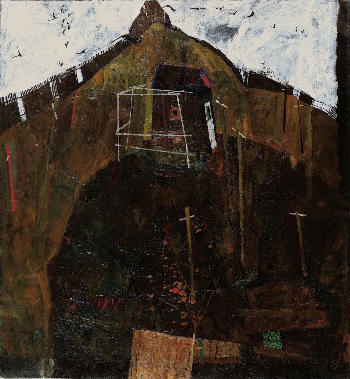 Landschap met raaf door Egon Schiele