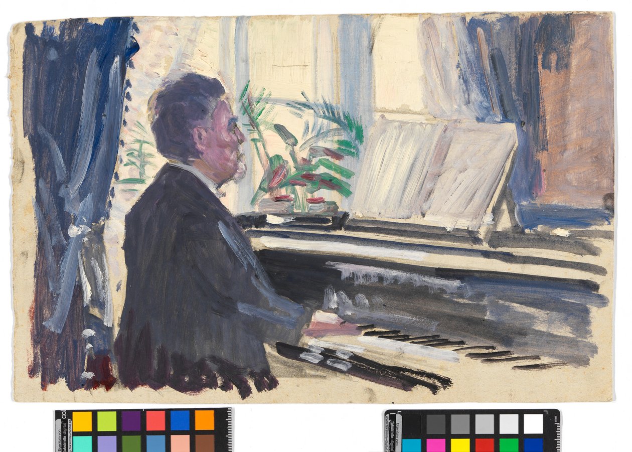 Leopold Czihaczek aan de piano (schets) door Egon Schiele