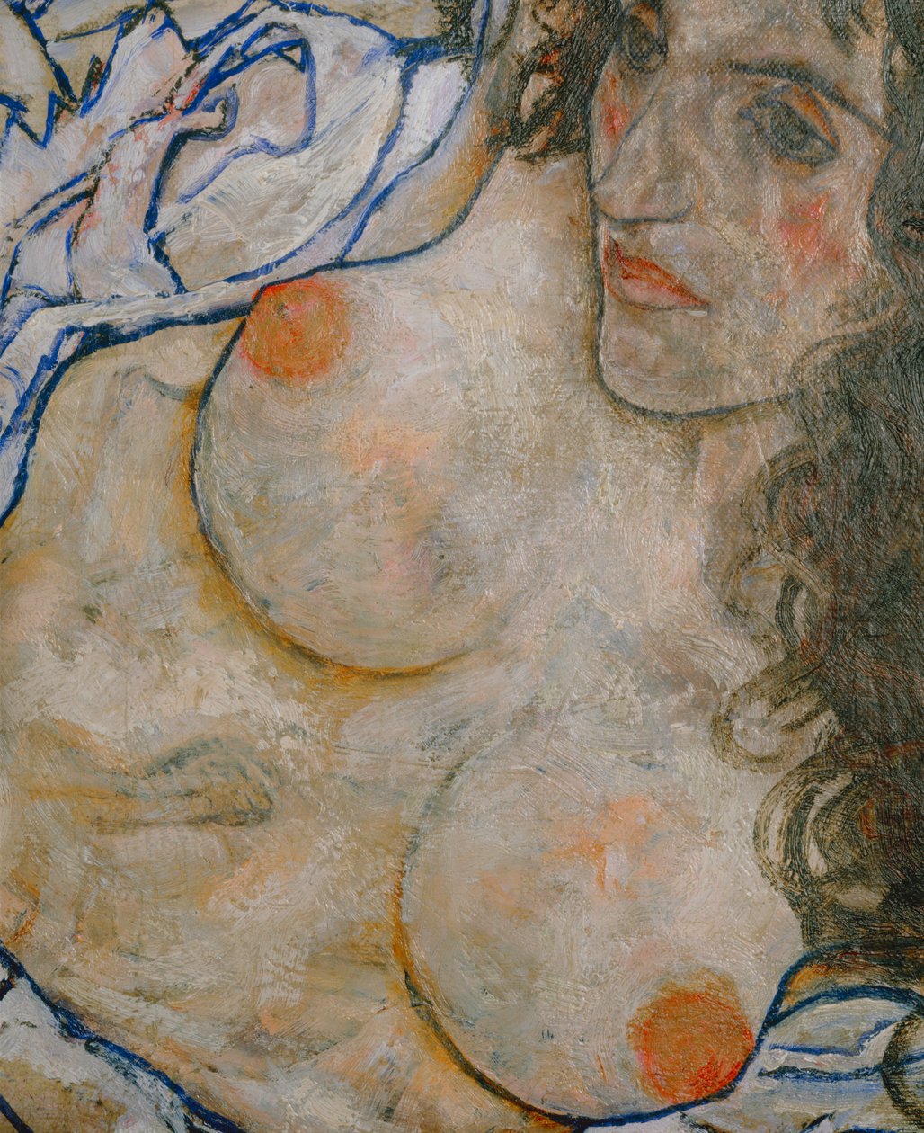 Liegende Frau (olieverf op doek) door Egon Schiele