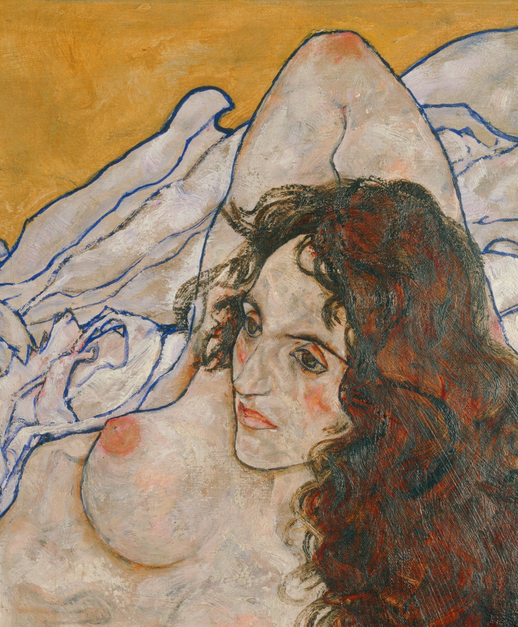 Liegende Frau (olieverf op doek) door Egon Schiele