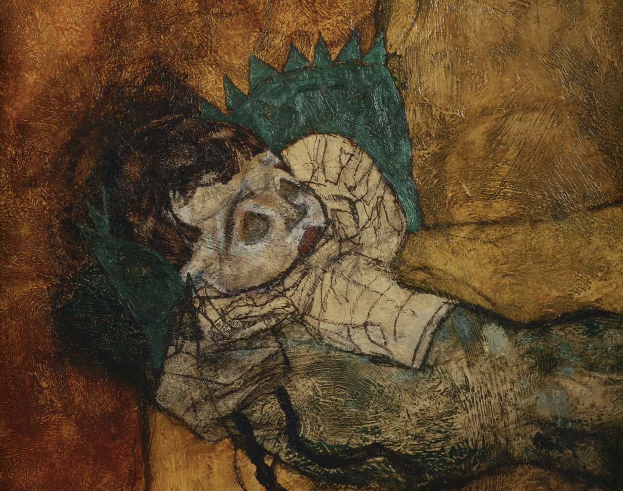 Mutter mit zwei Kindern, Moeder met twee kinderen ... (schilderij op doek) door Egon Schiele