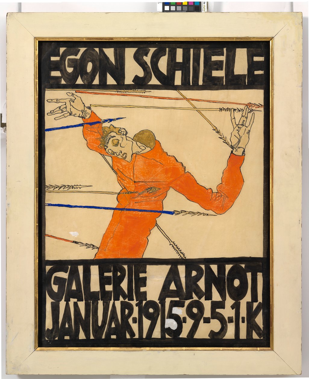 Plakat der Egon Schiele-Ausstellung in der Galerie Arnot door Egon Schiele